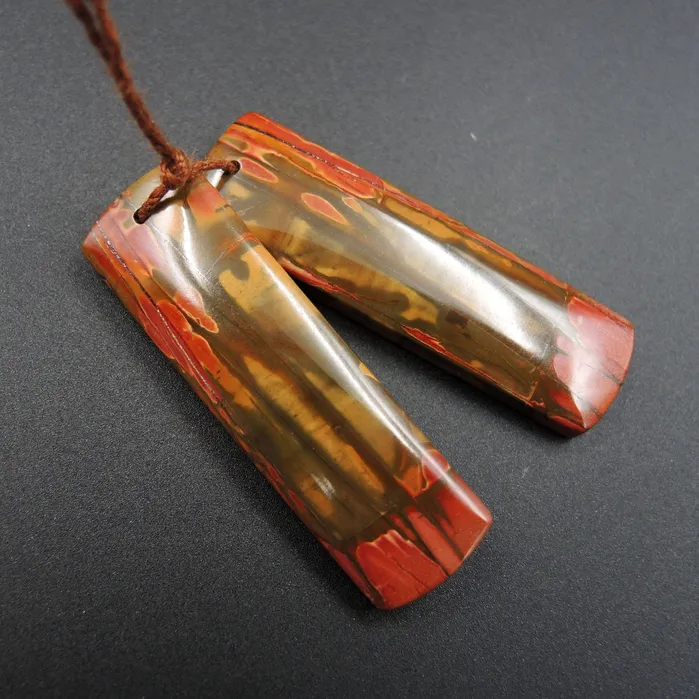 Intrinsic Trading Earrings Natural Red Creek Jasper Earring Pair Rectangle Cabochon Cab Pair Drilled Matched Earrings Bead Pair E1337