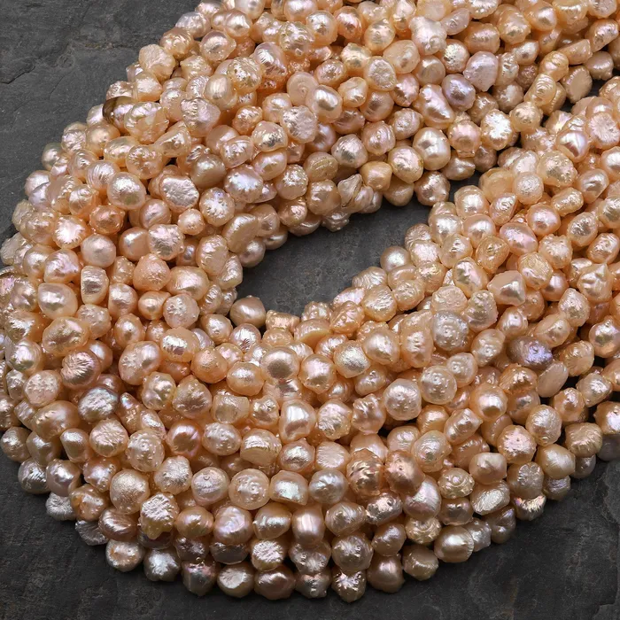 Intrinsic Trading Earrings Rare Genuine Freshwater Peach Druzy Rosebud Pearl Center Drilled 155 Strand