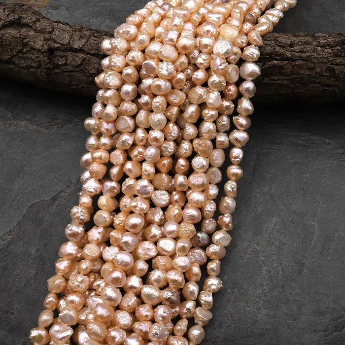 Intrinsic Trading Earrings Rare Genuine Freshwater Peach Druzy Rosebud Pearl Center Drilled 155 Strand