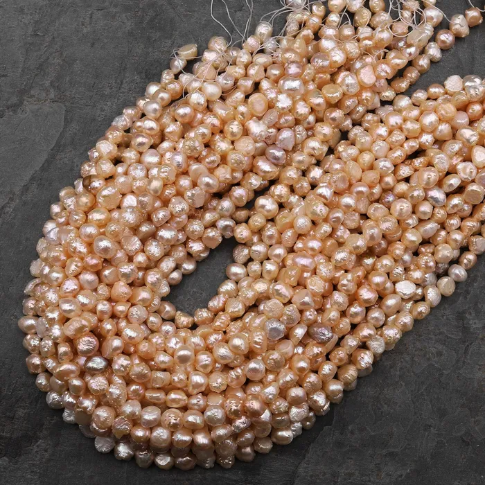 Intrinsic Trading Earrings Rare Genuine Freshwater Peach Druzy Rosebud Pearl Center Drilled 155 Strand
